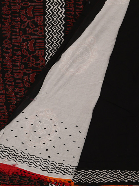 

Pothys Black & Red Pure Cotton Printed Saree