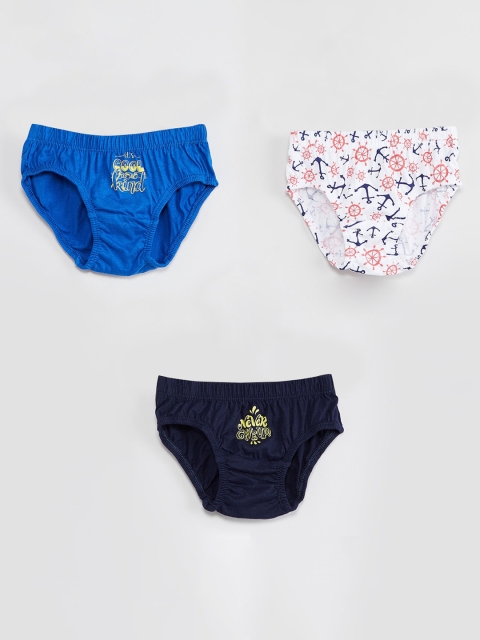 

max Boys Pack Of 3 Printed Hipster Briefs W18DIN05, Blue