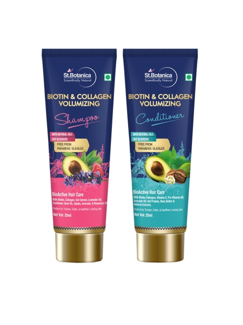 

St.Botanica Unisex Biotin & Collagen Hair Shampoo & Conditioner 25 ml Each, Blue