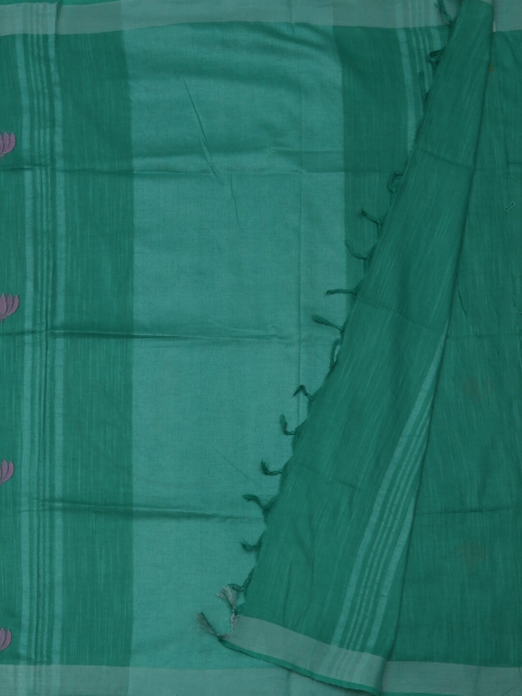

Pothys Green Embroidered Linen Blend Saree