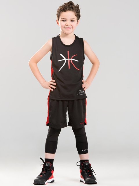 

TARMAK By Decathlon Unisex Kids Black Solid Regular Fit Basketball Shorts