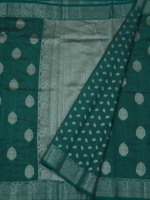 

Pothys Green & Silver-Toned Jute Silk Woven Design Saree