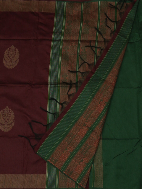 

Pothys Maroon & Green Jute Silk Woven Design Saree