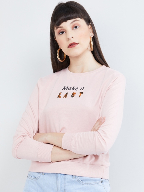 max Women Pink Printed Sweatshirt