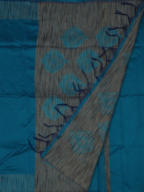

Pothys Blue Solid Jute Silk Saree