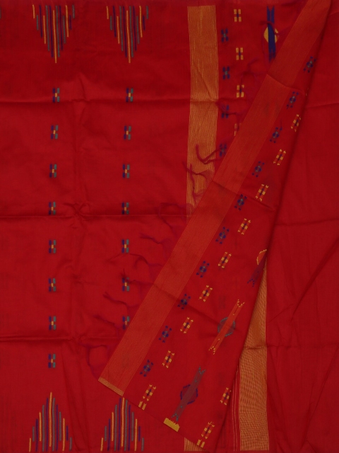 

Pothys Red Woven Design Jute Silk Saree