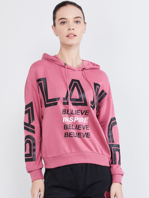

max Women Pink Printed Hooded Sweatshirt