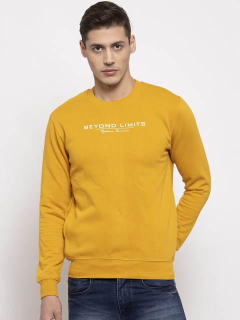 

Rodamo Men Mustard Yellow Printed Sweatshirt