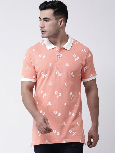 

Club York Men Peach-Coloured Printed Polo Collar T-shirt