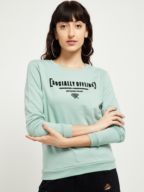 

max Women Green Printed Sweatshirt