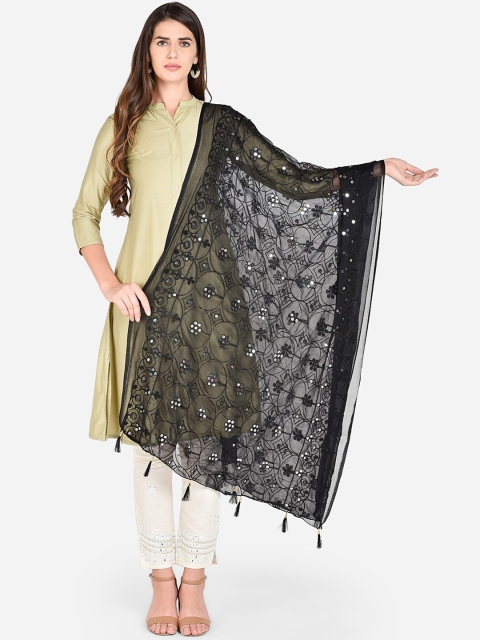 

Dupatta Bazaar Black Embroidered Chiffon Dupatta