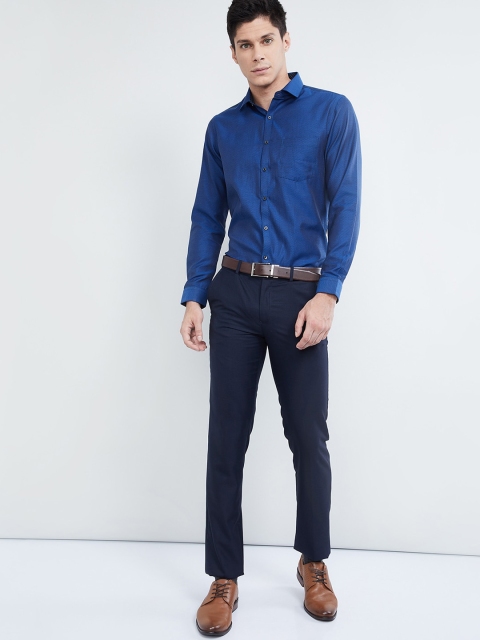 

max Men Blue Regular Fit Self Design Casual Shirt