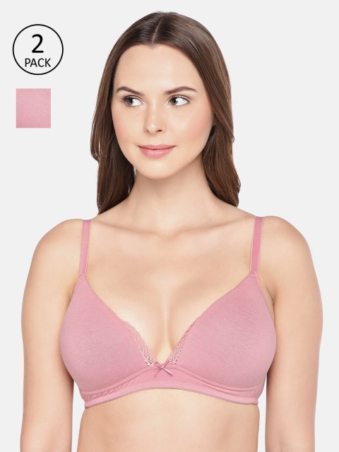 

Inner Sense Pack Of 2 Solid Non-Wired Lightly Padded Organic Cotton T-shirt Sustainable Bra ISB042, Mauve