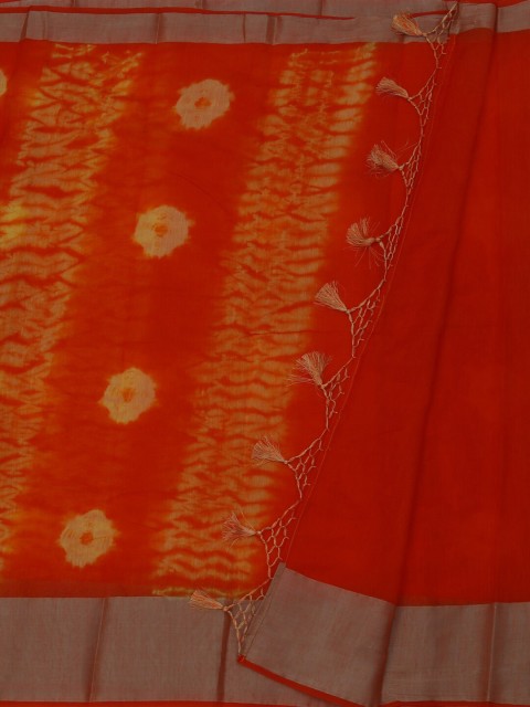 

Pothys Orange & Yellow Linen Blend Printed Saree