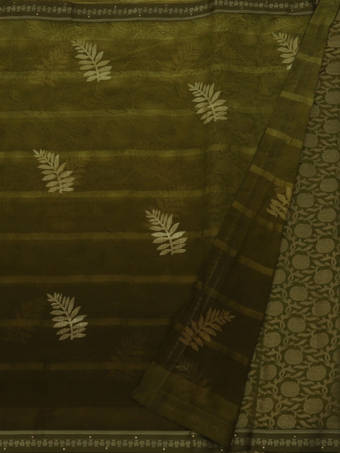 

Pothys Olive Green Woven Design Poly Georgette Saree