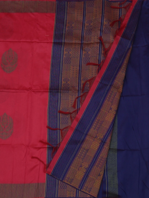 Pothys Pink & Navy Blue Jute Silk Woven Design Saree