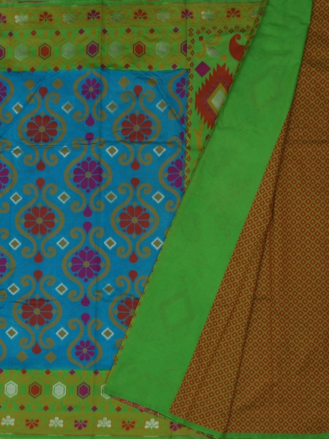 

Pothys Blue & Green Jute Silk Woven Design Saree