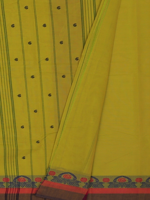 

Pothys Lime Green & Black Pure Cotton Woven Design Saree