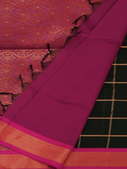 

Pothys Green & Pink Silk Cotton Checked Saree