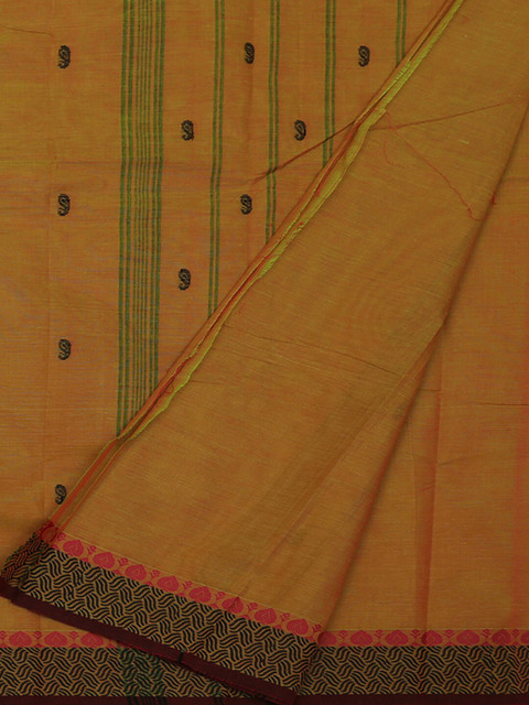

Pothys Gold-Toned & Green Pure Cotton Woven Design Saree