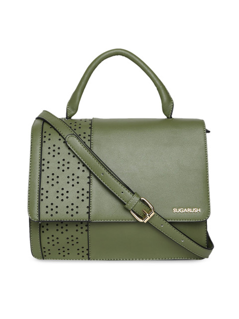 

Sugarush Olive Green Solid Satchel