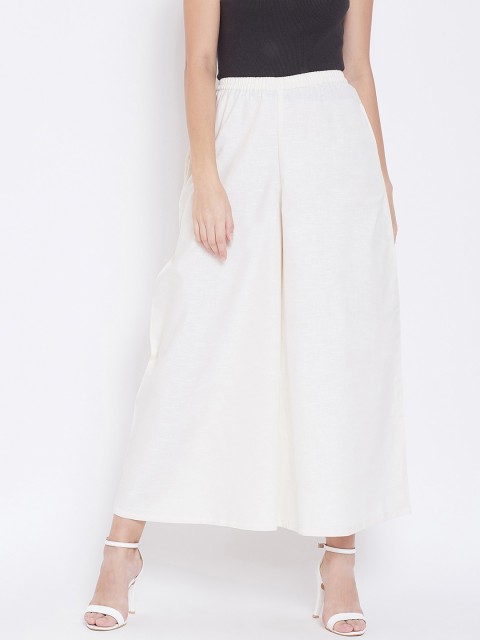 

HERS Women Off-White Smart Regular Fit Solid Culottes