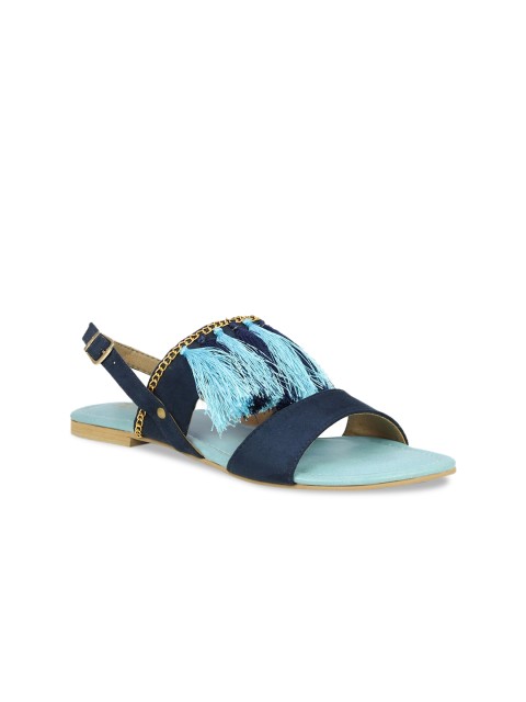 

Inc 5 Women Blue Embellished Open Toe Flats