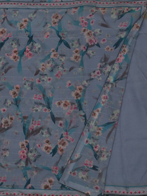 

Pothys Grey Printed Poly Georgette Saree