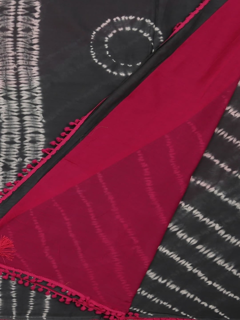 

Pothys Grey & Red Pure Cotton Striped Saree