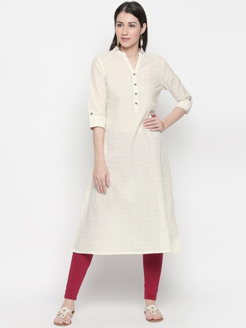 

RANGMANCH BY PANTALOONS Women White Solid A-Line Kurta