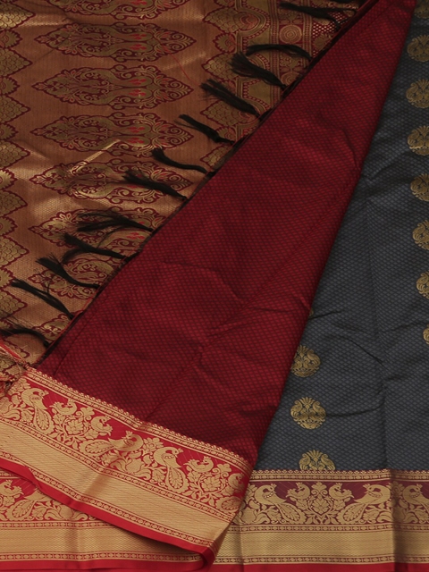 

Pothys Grey & Maroon Art Silk Woven Design Saree