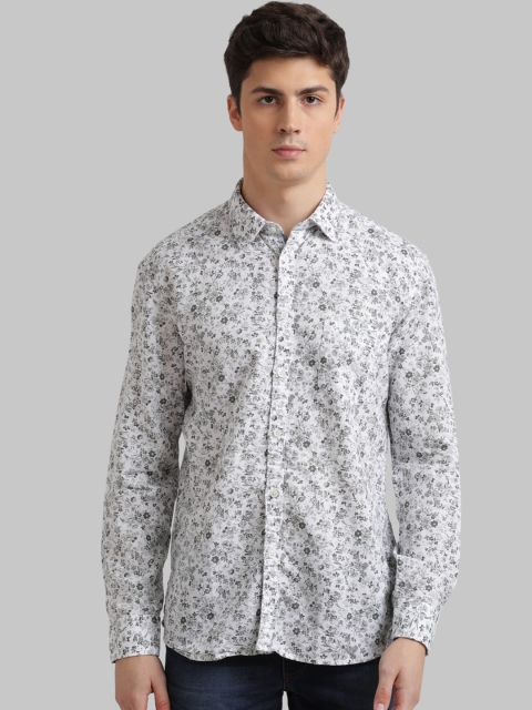 

Parx Men White & Grey Regular Fit Floral Printed Casual Shirt
