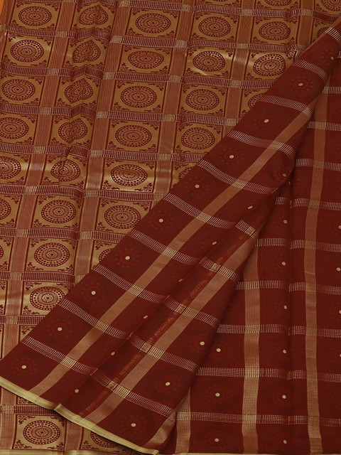 

Pothys Orange Checked Art Silk Saree
