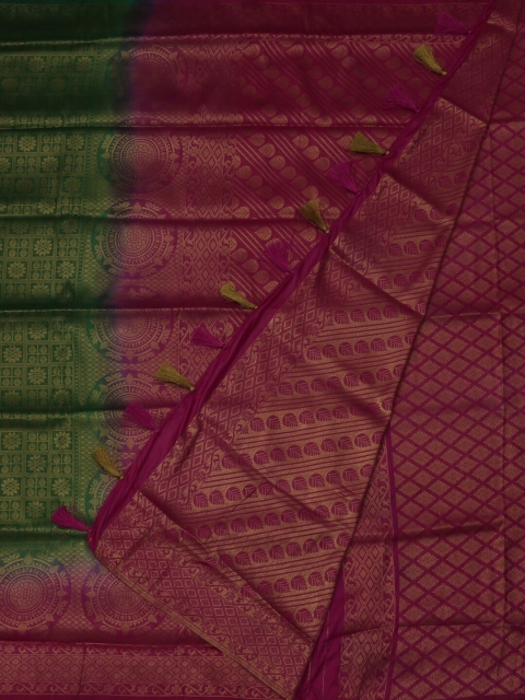 

Pothys Green & Pink Jute Silk Woven Design Saree