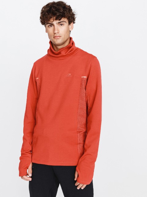 

Kalenji By Decathlon Men Rust Red Solid High Neck T-shirt