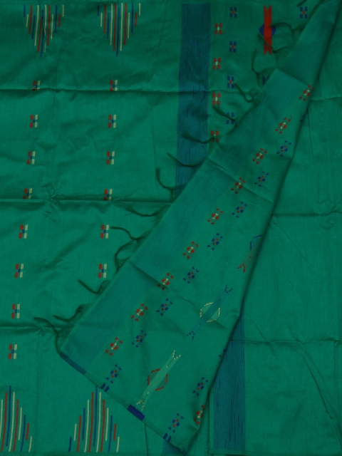 

Pothys Green Printed Jute Silk Saree