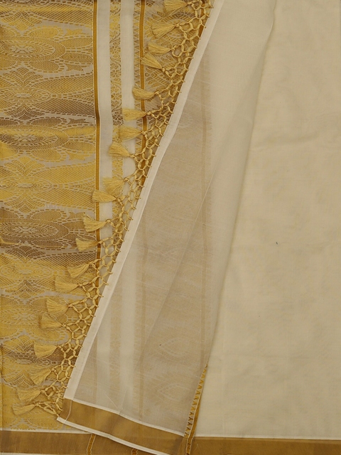 

Pothys Cream-Coloured Woven Design Pure Cotton Saree