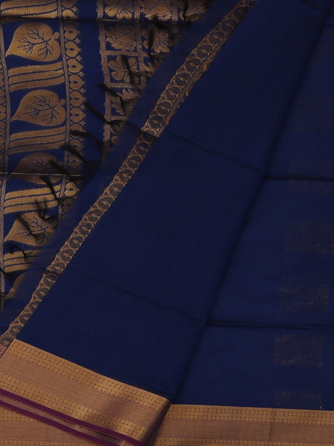 

Pothys Blue & Gold-Toned Silk Cotton Woven Design Saree