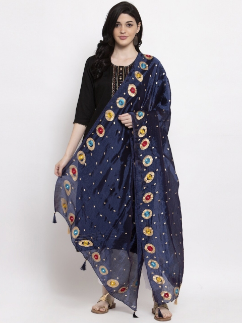 

Clora Creation Navy Blue Printed Dupatta