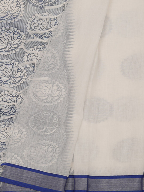 

Pothys Off-White Printed Linen Blend Saree