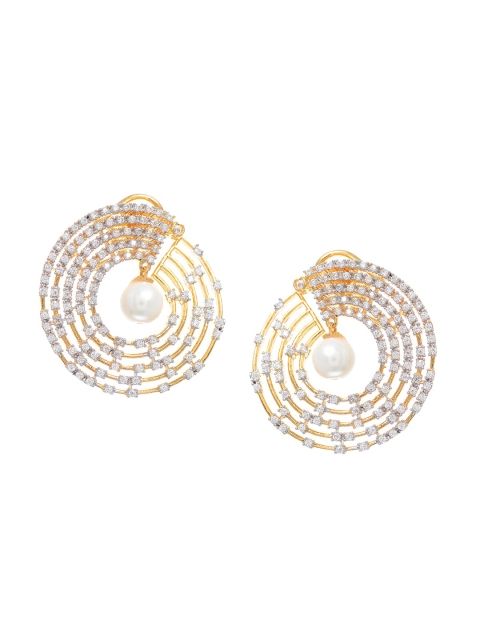 

INDYA Gold-Plated & Off-White Circular Studs