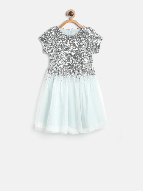 

Cherry Crumble Girls Blue Embellished Fit and Flare Dress