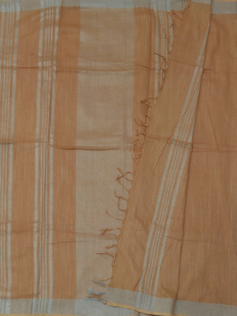 

Pothys Cream-Coloured Woven Design Linen Blend Saree