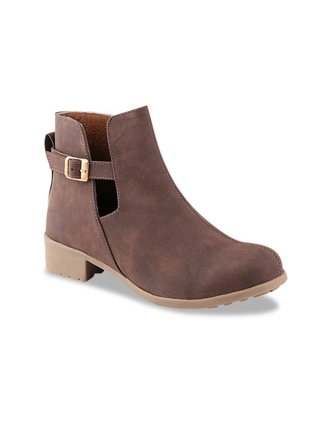 

Shoetopia Women Brown Solid Heeled Boots