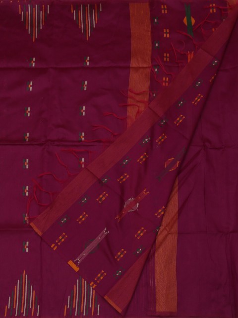 

Pothys Magenta & Off-White Jute Silk Woven Design Saree