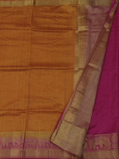 

Pothys Mustard Solid Jute Silk Saree