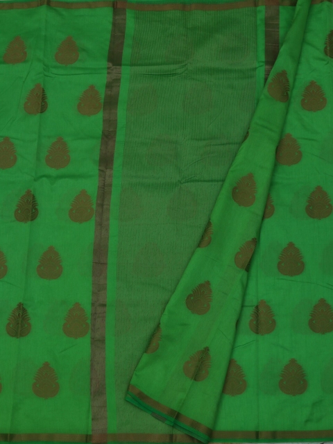

Pothys Green & Gold Jute Silk Woven Design Saree