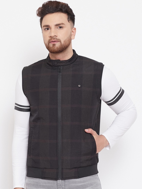 

Okane Men Black Checked Reversible Bomber
