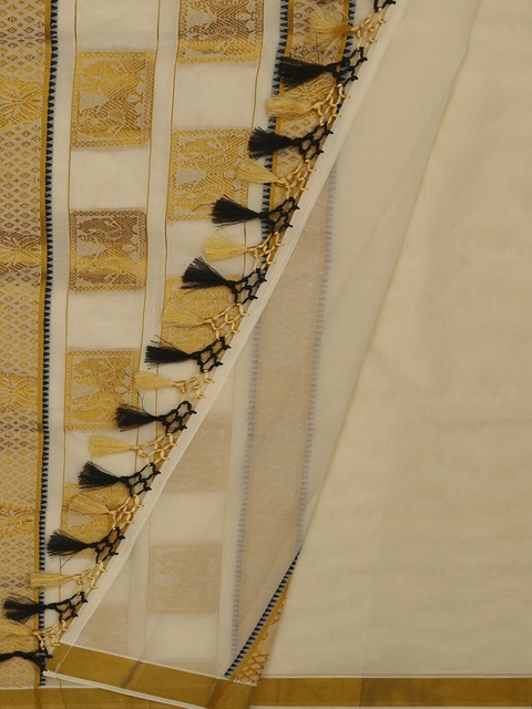 

Pothys Cream-Coloured Woven Design Pure Cotton Saree