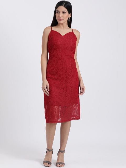 

Zink London Women Red Embroidered Sheath Dress